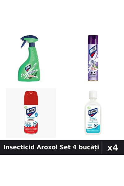 Aroxol Set 4 Spray Insecticid 400ml, 250ml, 100ml + Loțiune Repelent 85ml
