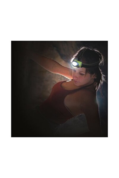 Zet Lanternă frontală verde-negru cu LED, 7x4x5 cm, pentru cap, camping, drum...