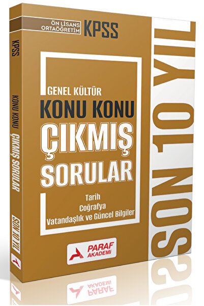 Paraf Akademi KPSS Ön Lisans Genel Yetenek Konu Konu Son 10 Yıl Tarih-Coğrafy...
