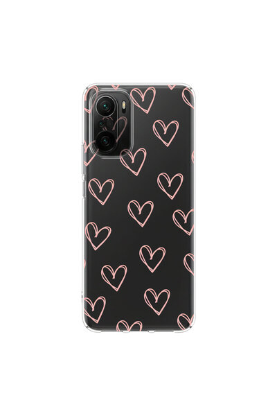 PPKin Poco F3 Compatible Heart 6 Design Transparent Case