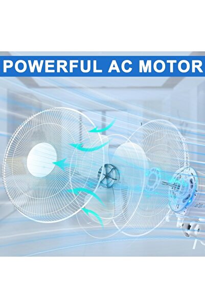 HI-FINE (cc24)Oscillating Wall Mount Fan with Pull Chain and Knob Control, 16 Inch Industrial Wall Fan