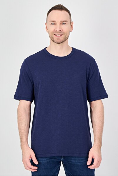 Palm Beach Men Crew Neck Short Sleeve Plain T-Shirt, Navy