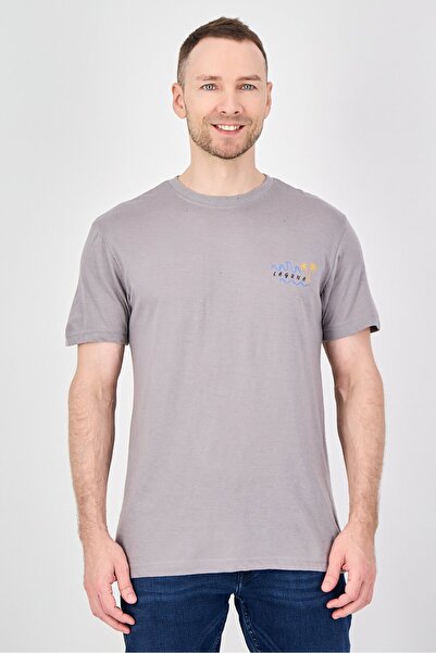 Laguna Men Crew Neck Short Sleeve Graphic Print T-Shirt, Taupe