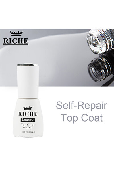 OEM Top coat pentru ojă semipermanentă 10 ml, rezistent, Riche Luxury Auto-re...