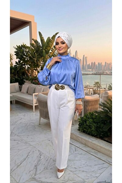 Moda Nurhan Beyaz Kemerli Pantolon