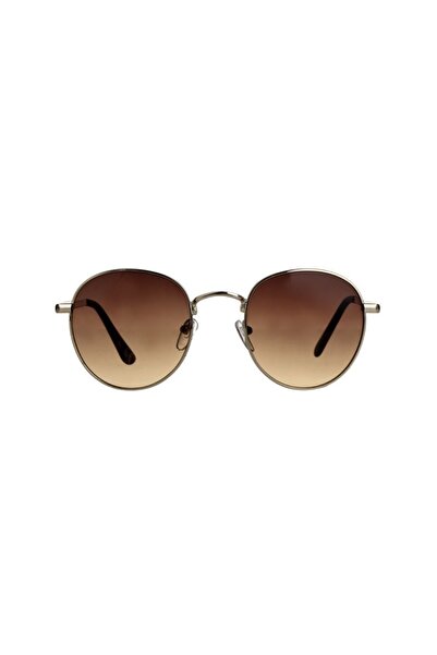 OEM Ochelari de Soare Femei Rotunzi, Rama Aurie, Lentile Maro, Design Elegant