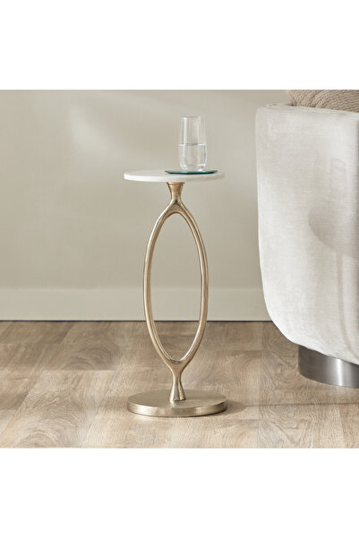 Home Box Cavon Cedro Genuine Marble Top Accent Table