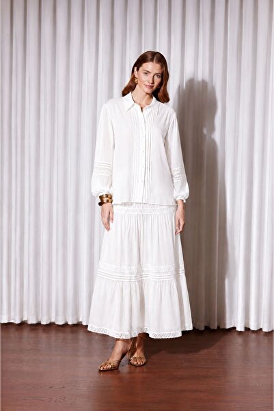 Nurcan Çetin 25427 Double Suit with Ribbed Shirt and Scalloped Skirt