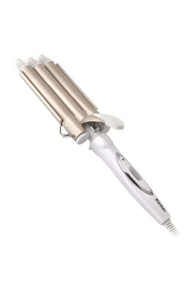 Kemei 3 Barrel Portable Hair Curler Gold/White 40.5x10.7x8.2cm