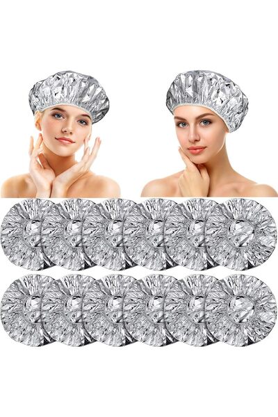 Arabest 12-Piece Aluminum Foil Deep Conditioning Caps,Reusable Hair Processin...
