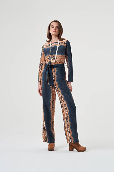 Mimya Mavi Batik Desenli Pamuklu Tulum 5903