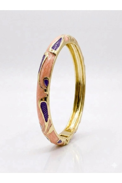 Marsilyan Ieg - Pink Lavender Mine Embroidered Handcuff Bracelet - Kbl0458 El...