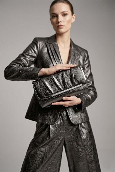 VAROL ÇANTA Varol 441 Clutch Γυναικεία Τσάντα Portfolio Πλατινένια