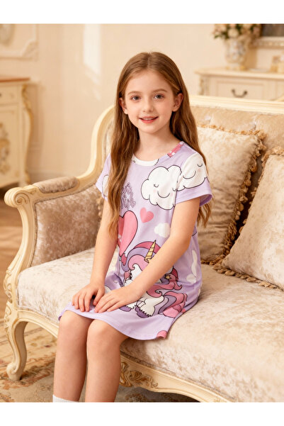 Take Two By Styli Girls Graphic Print Round Neck Nightdress