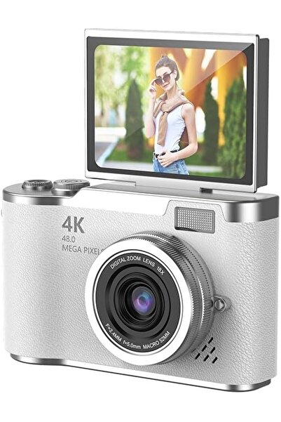 Mmctech 4K Dijital Retro Video Kamera 48MP 15X Zoom Flaşlı Dijital Vlog Fotoğ...
