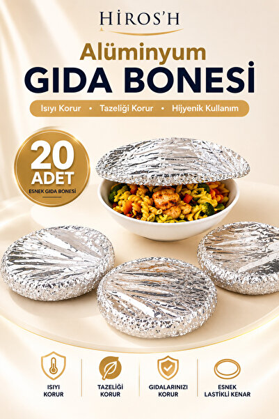 HİROS'H 20 Adet Alüminyum Tabak Bonesi Tazeliği Koruyan Tencere ve Tabak Bone...
