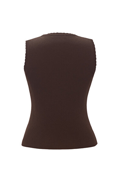 Qoolest Modern Fit Sleeveless Knitwear Blouse Women's Slim Fit Crew Neck