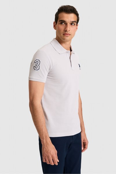 U.S. Polo Assn. Erkek Slim Fit Polo Yaka Açık Gri Basic Tişört 50326920-VR001