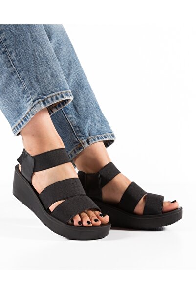 ALOGO Sandale dama cu platforma Negre din Material elastic