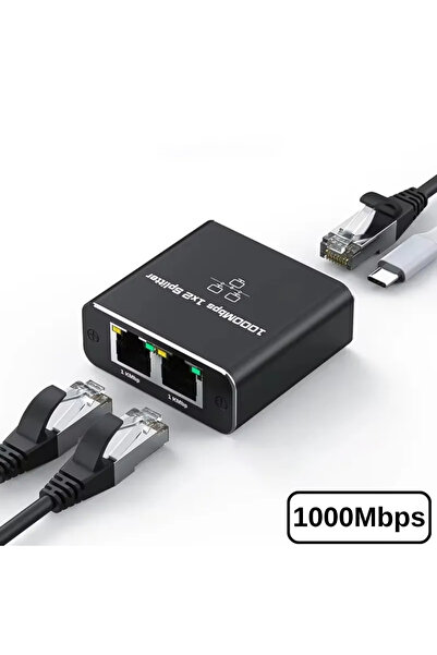 Genel Markalar 4925 RJ45 Ethernet Switch Splitter Gigabit 1000Mbps 2 Port Çev...