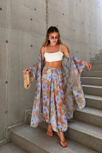 Eka Women's Floral Patterned Kimono Set 1017-4145