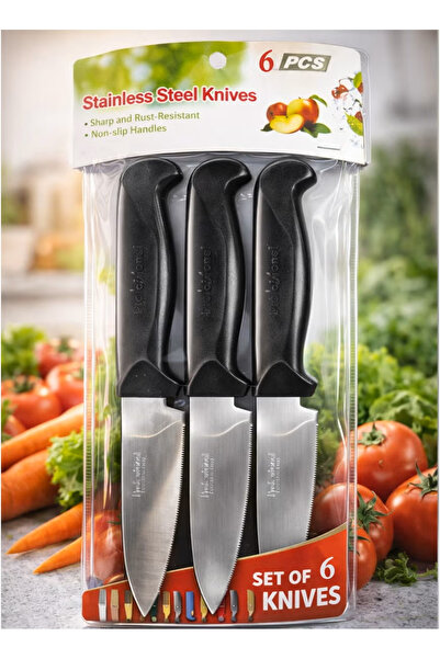 GOLDEN HOME Stainless Steel Kitchen Knife Set - 6 Pieces with Sharp Blades an...
