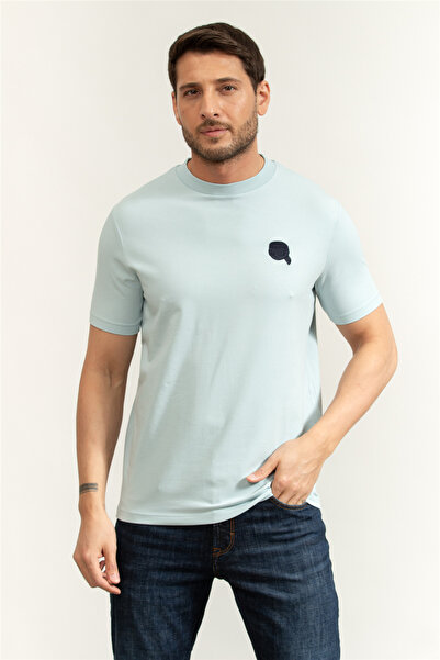 Karl Lagerfeld Erkek Bisiklet Yaka T-Shirt Açık Mavi