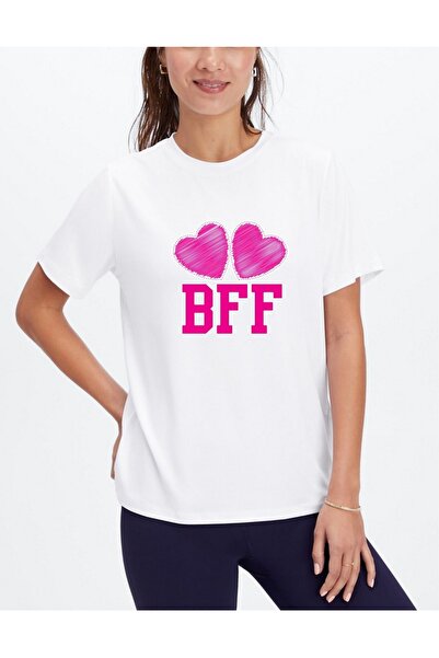 Krays Bff Design Heart Print Unisex Cotton T-Shirt - Two-Piece Combination Fr...