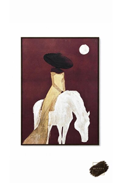 Store Ay Işığında Yolculuk | Soyut Atlı Modern Kanvas Tablo 100x140 cm
