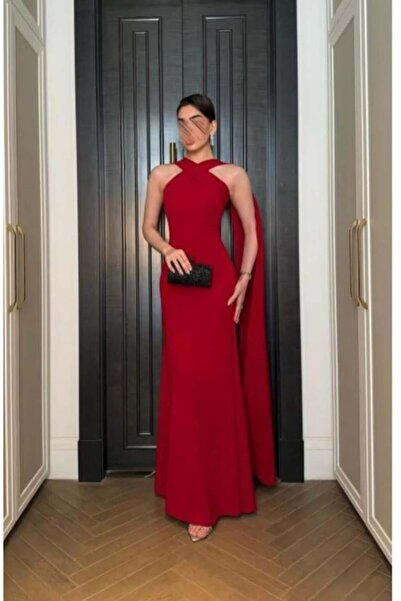 BASMA FASHION Red Crepe Dress