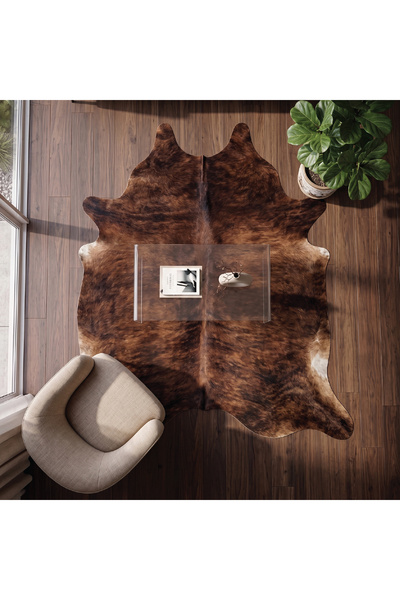Derya Home Hakiki Dana Postu Halı Koyu Kahverengi 180x250 cm