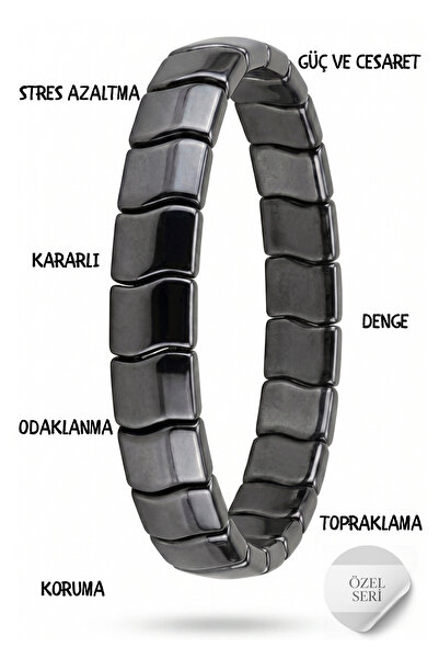 MMİF HEMATİT DOĞALTAŞ BİLEKLİK, ÖZEL SERİ ,METALİK GRİ, İÇ ÖLÇÜ 17CM,