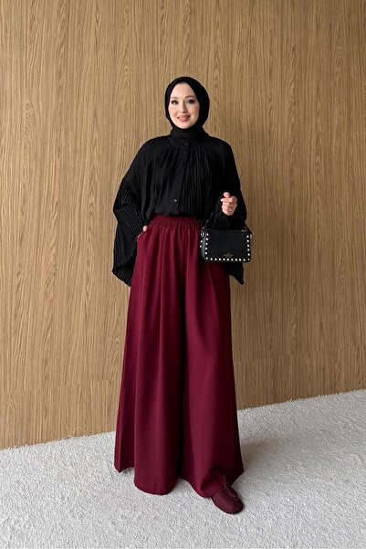 Rimel Moda Krep Pantolon Bordo