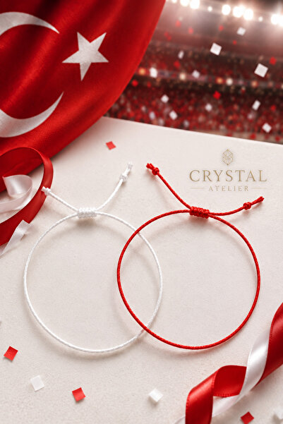Crystal Atelier Milli Takım Kırmızı Beyaz Taraftar Bileklik Seti Ayarlanabili...
