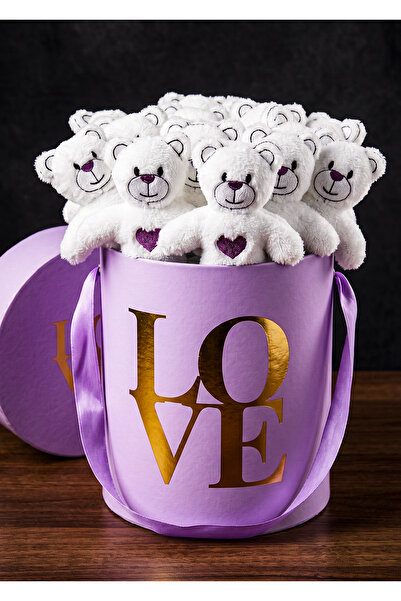 lenostra Lila Love Box of 15 Mini Plush Teddy Bear Set, Birthday Celebration ...