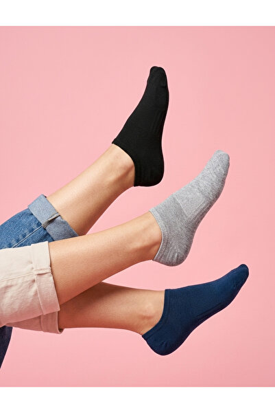 Sport Invisible Ankle Socks 3 Pairs – Black Blue Grey Breathable Cotton Blend...