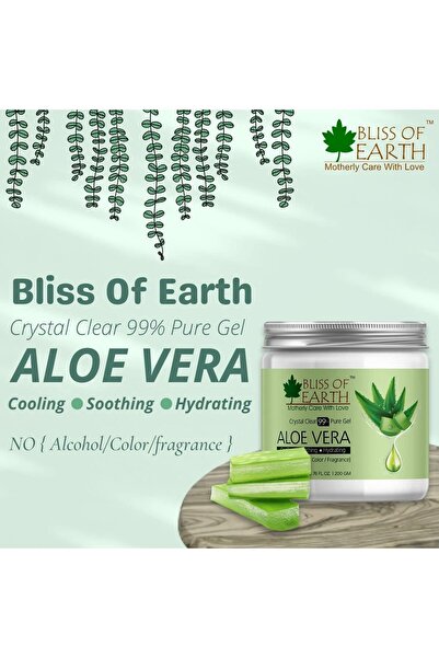 Bliss of Earth Paraben Free Aloe Vera Gel, 200g | Pure Natural After Sun & Daily Skin Care Gel