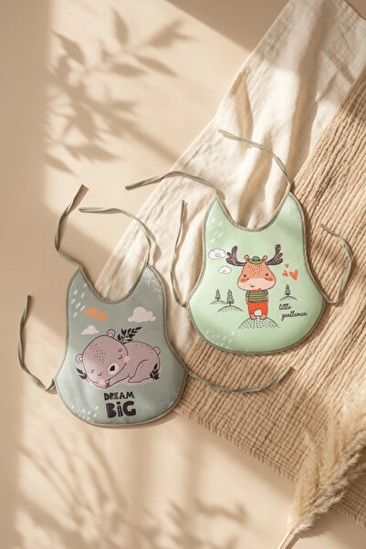 Babydonat Nordic Dream Set of 2 Organic Cotton Liquid-Proof Baby Bibs - Teddy...
