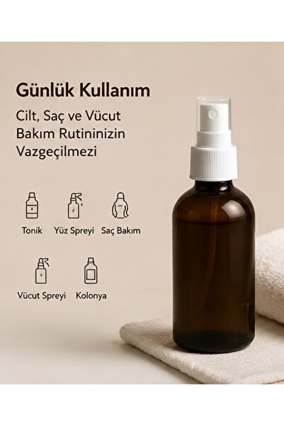 Kozpak 2 Adet 100 ml Amber Cam Şişe Beyaz Sprey Başlıklı