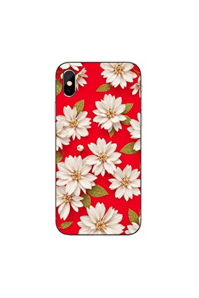 OEM Husa compatibila cu Apple iPhone X Silicon Gel Tpu Model White Flowers on...