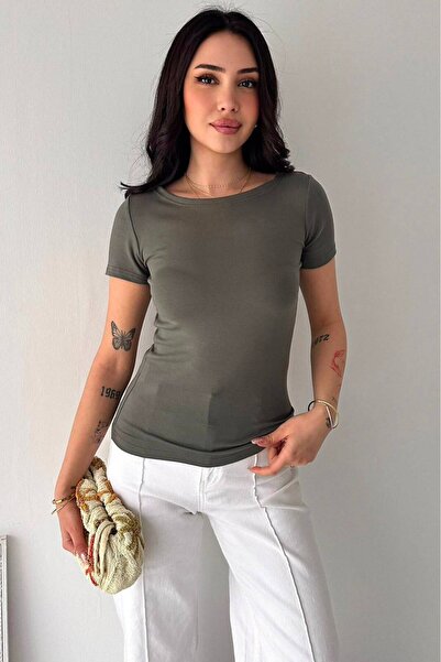 Negiysemmoda Women's Boat Neck Stretchy Basic Blouse