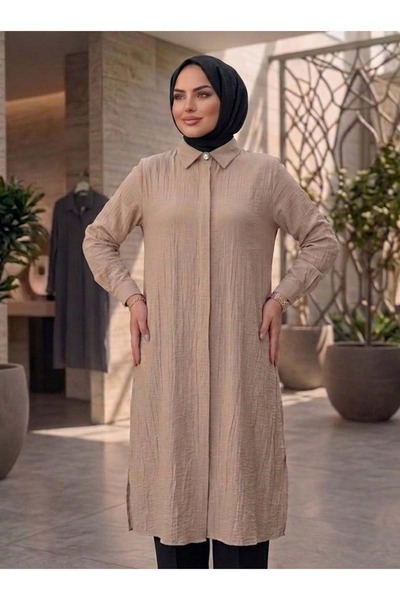 KADO 26Y262229 TUNİK YAKALI ÖNÜ GİZLİ DÜĞMELİ KAPUÇİNO
