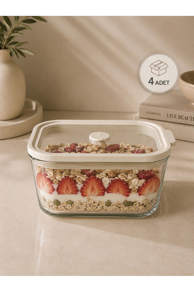 Mottogo 4-Piece Glass Storage Container with Silicone Gasket and Leak-Proof L...