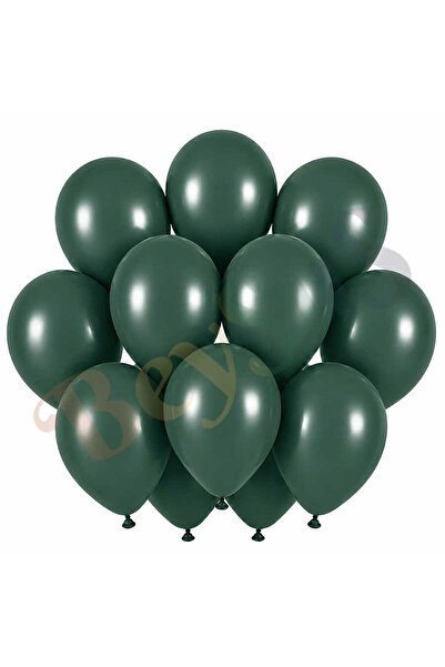 BeySüS Winter Green Color Latex Retro Balloon (30 cm) - 12 Pieces