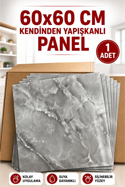 UKAB DEKOR 60x60 Cm Gri Desenli Kendinden Yapışkanlı Seramik Köpük Pvc Duvar ...
