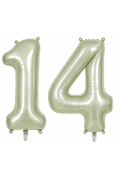 BeySüS 14 Number Foil Balloons Green Color (76 cm)