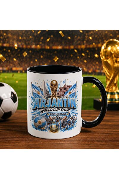 Bk Gift Argentina Fan Themed World Football Cup Designed Black Trophy Cup