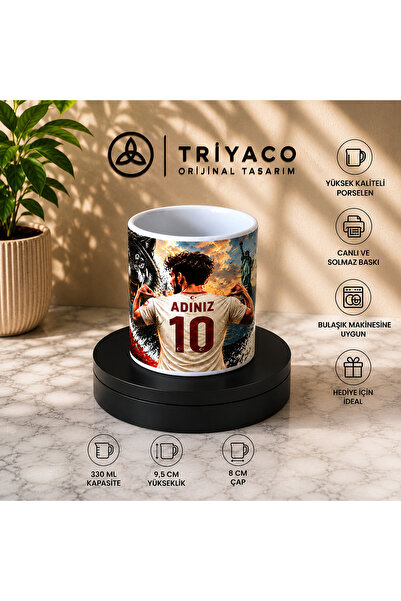 Triyaco Kişiye Özel Erkek Futbolcu Kupa Bardak | İsim ve Numara Baskılı Milli...
