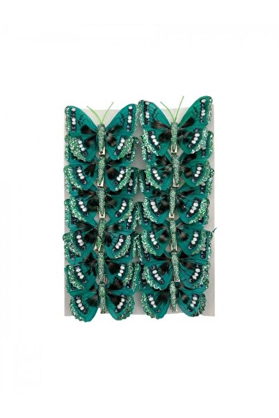 OEM Fluturi Din Pene Turcuaz-Verde 12/Set