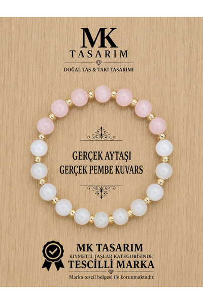 MK tasarım Real Moonstone Real Pearl Quartz Bracelet Mk.7000.824- Comfort-Pea...